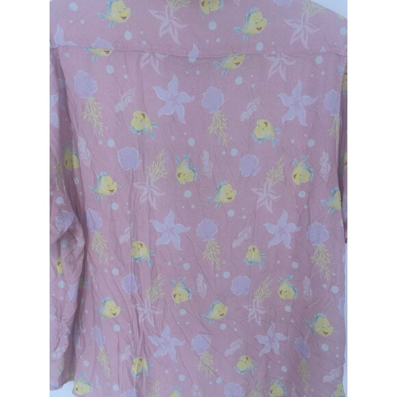 The Little Mermaid Flounder woven shirt button down XL shortsleeve soft pink - Picture 5 of 5